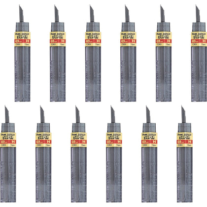Pentel Super Hi-Polymer 0.5mm Fine Point Black Leads - 12/Tube - Refills