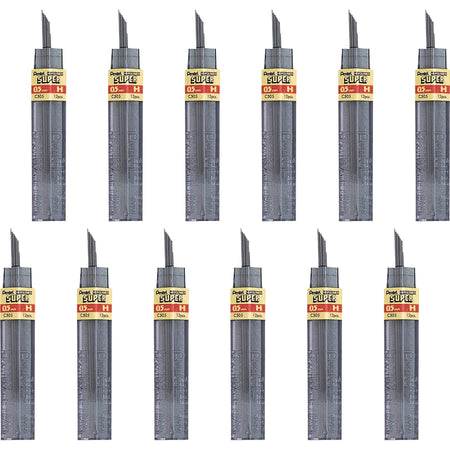 Pentel Super Hi-Polymer 0.5mm Fine Point Black Leads - 12/Tube - Refills