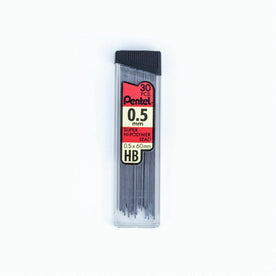 Pentel Super Hi-Polymer 0.5mm Fine Point HB Black Lead - 30 Pack - Refills
