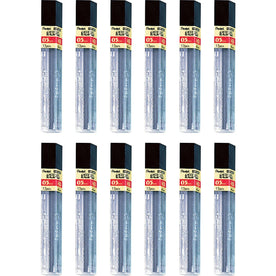 Pentel Super Hi-Polymer 0.5mm Fine Point HB Black Leads - 12/Tube - Refills