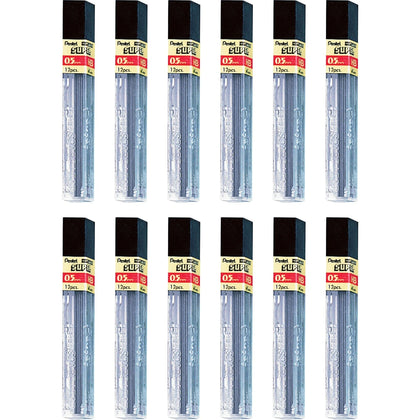 Pentel Super Hi-Polymer 0.5mm Fine Point HB Black Leads - 12/Tube - Refills