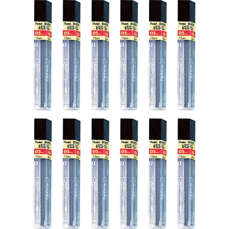 Pentel Super Hi-Polymer 0.5mm Fine Point HB Black Leads - 12/Tube - Refills