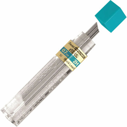 Pentel Super Hi-Polymer 0.7mm 2H Black Lead - 12 Pack - Refills