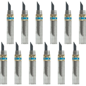 Pentel Super Hi-Polymer 0.7mm B Black Lead - 12 Leads - Medium Point - Refills