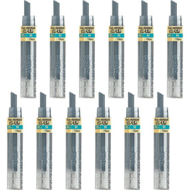 Pentel Super Hi-Polymer 0.7mm H Black Lead - 12 Leads - Medium Point - Refills