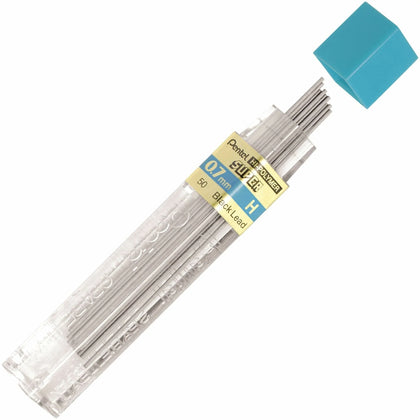Pentel Super Hi-Polymer 0.7mm H Black Lead - 12 Pack - Refills