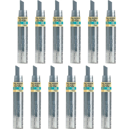 Pentel Super Hi-Polymer 0.7mm HB Black Leads - 12/Tube - Refills