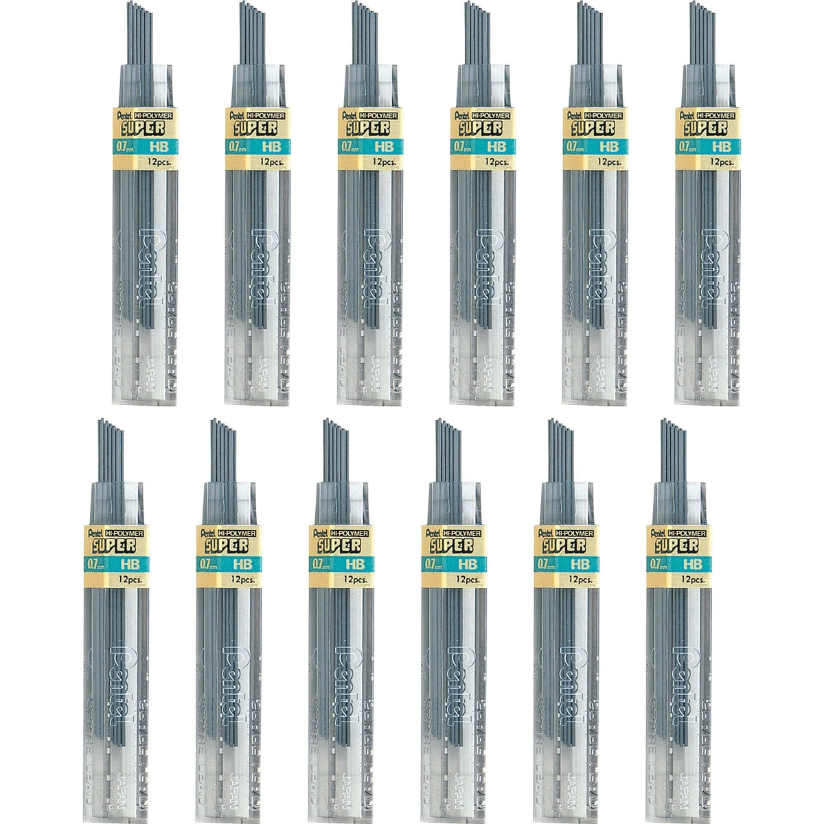 Pentel Super Hi-Polymer 0.7mm HB Black Leads - 12/Tube - Refills