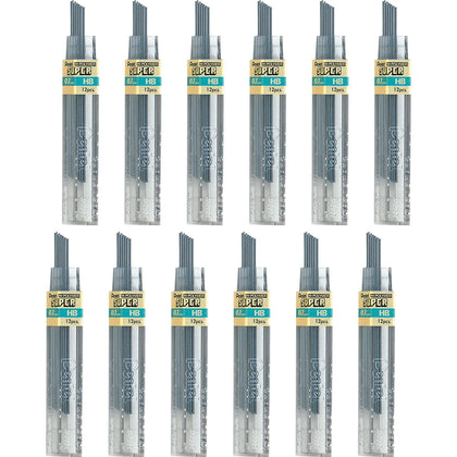 Pentel Super Hi-Polymer 0.7mm HB Black Leads - 12/Tube - Refills