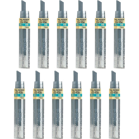 Pentel Super Hi-Polymer 0.7mm HB Black Leads - 12/Tube - Refills