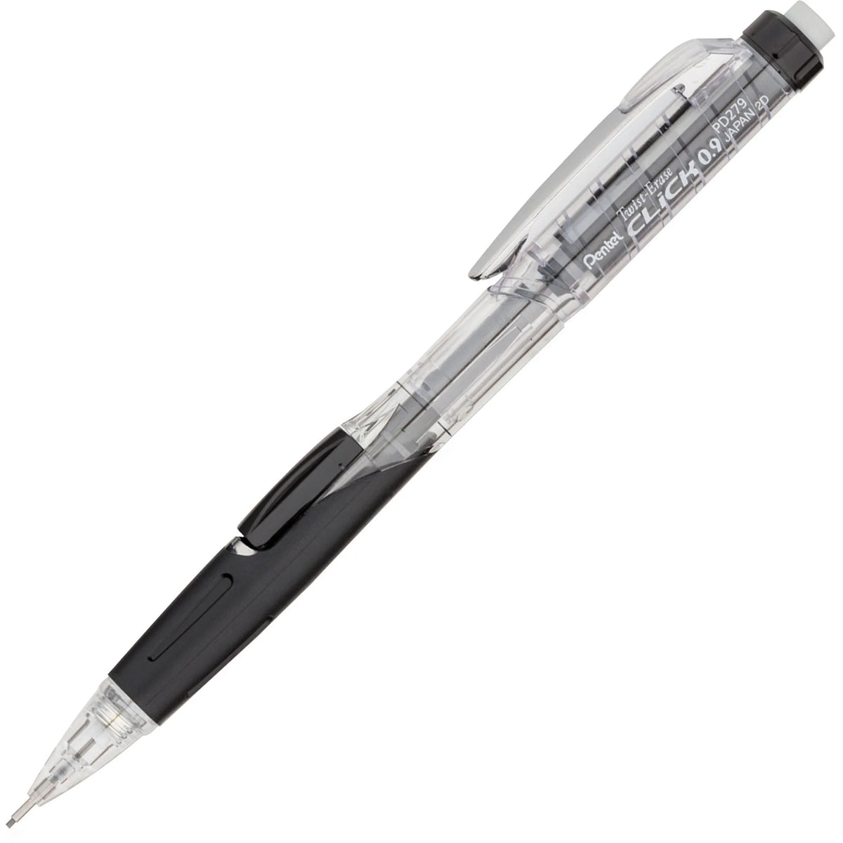 Pentel Twist-Erase Click Mechanical Pencil - 0.9mm Black Lead - Refillable & Transparent - Pencils