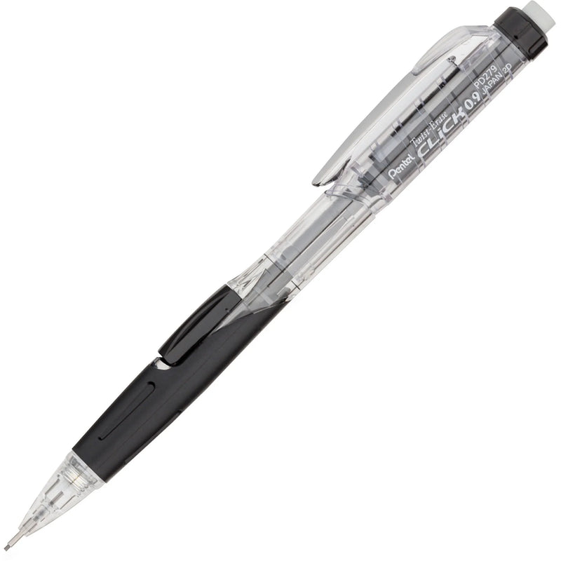 Pentel Twist-Erase Click Mechanical Pencil - 0.9mm Black Lead - Refillable & Transparent - Pencils
