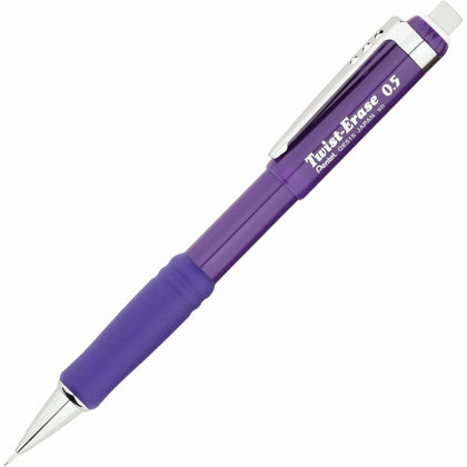 Pentel Twist-Erase III Mechanical Pencil - 0.5mm Black Lead - Refillable - Violet Barrel - Pencils
