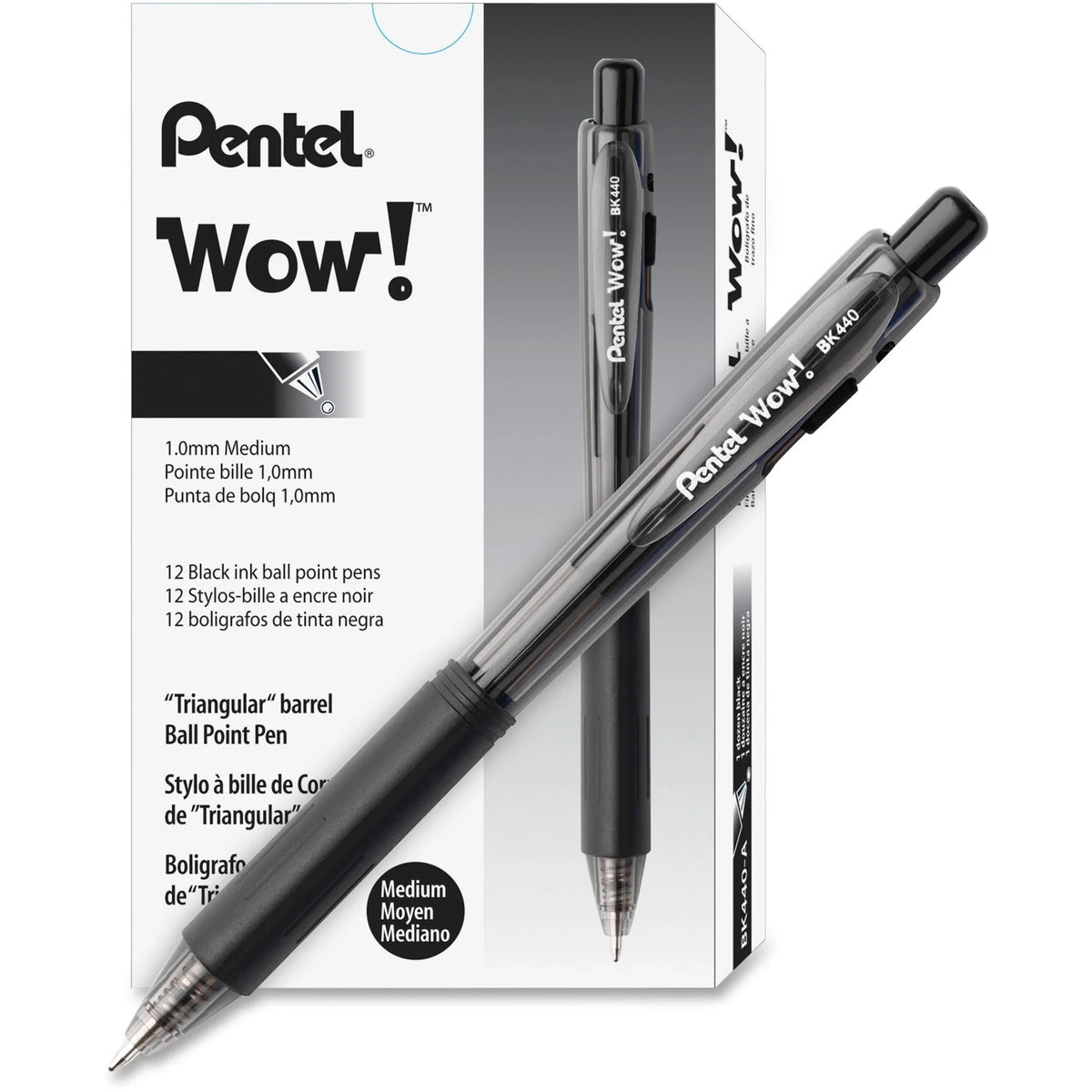 Pentel WOW! Retractable Ballpoint Pens - Medium Point - Black Ink - 36 Pack