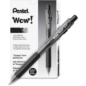 Pentel WOW! Retractable Ballpoint Pens - Medium Point - Black Ink - 36 Pack