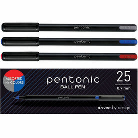 Pentonic Ballpoint Pen Set: 0.7mm Point Assorted Ink - 25/Box - Pens