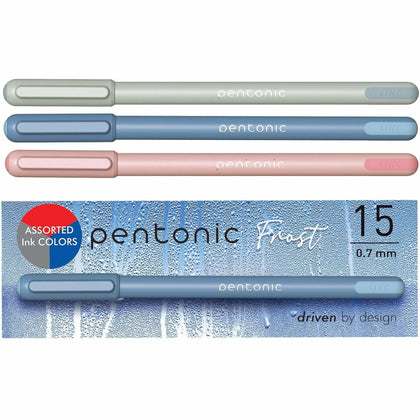 Pentonic Frosted Barrel Ballpoint Pens - 0.7mm Fine Point - Assorted Ink - 10/Box
