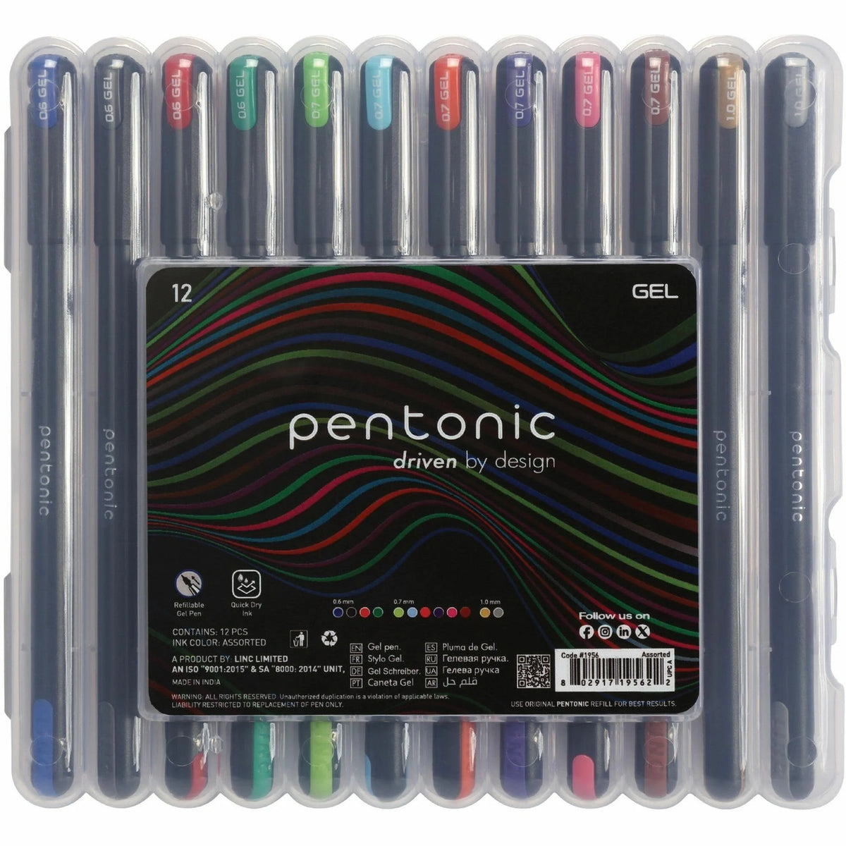 Pentonic Gel Pens: 1mm Assorted Ink Gel-based - 12 Pack - Pens