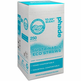 Phade Compostable Straws: 10.3’’ PHA Straws Caribbean Blue - 250