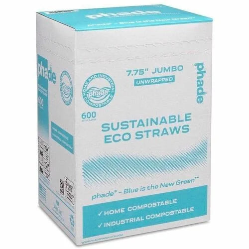Phade Compostable Straws: 7.8’’ PHA Straws in Caribbean Blue