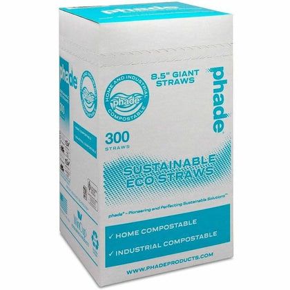 Phade Compostable Straws: 8.5’’ PHA Straws in Caribbean Blue - 300/Box