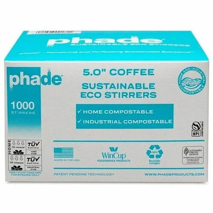 Phade Eco-Stirrers: 5’’ PHA Stirrers in Caribbean Blue - 1000/Box