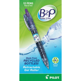 Pilot B2P BeGreen Fine Point Gel Pens - Purple Ink - 1 Dozen