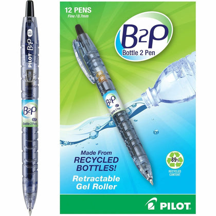 Pilot BeGreen B2P Gel Pens - 0.7mm Fine Point Refillable & Retractable - Black Ink