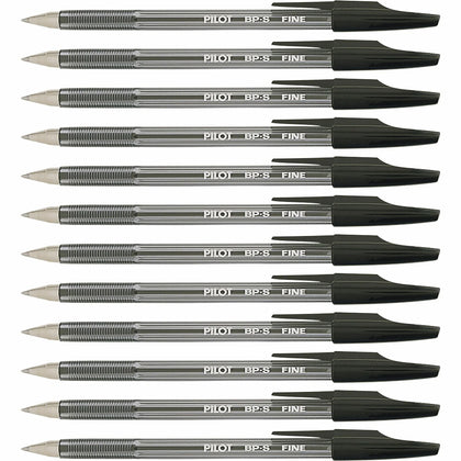 Pilot Better BP-S Ball Stick Pens - 0.7mm Fine Point - Refillable - Black Ink