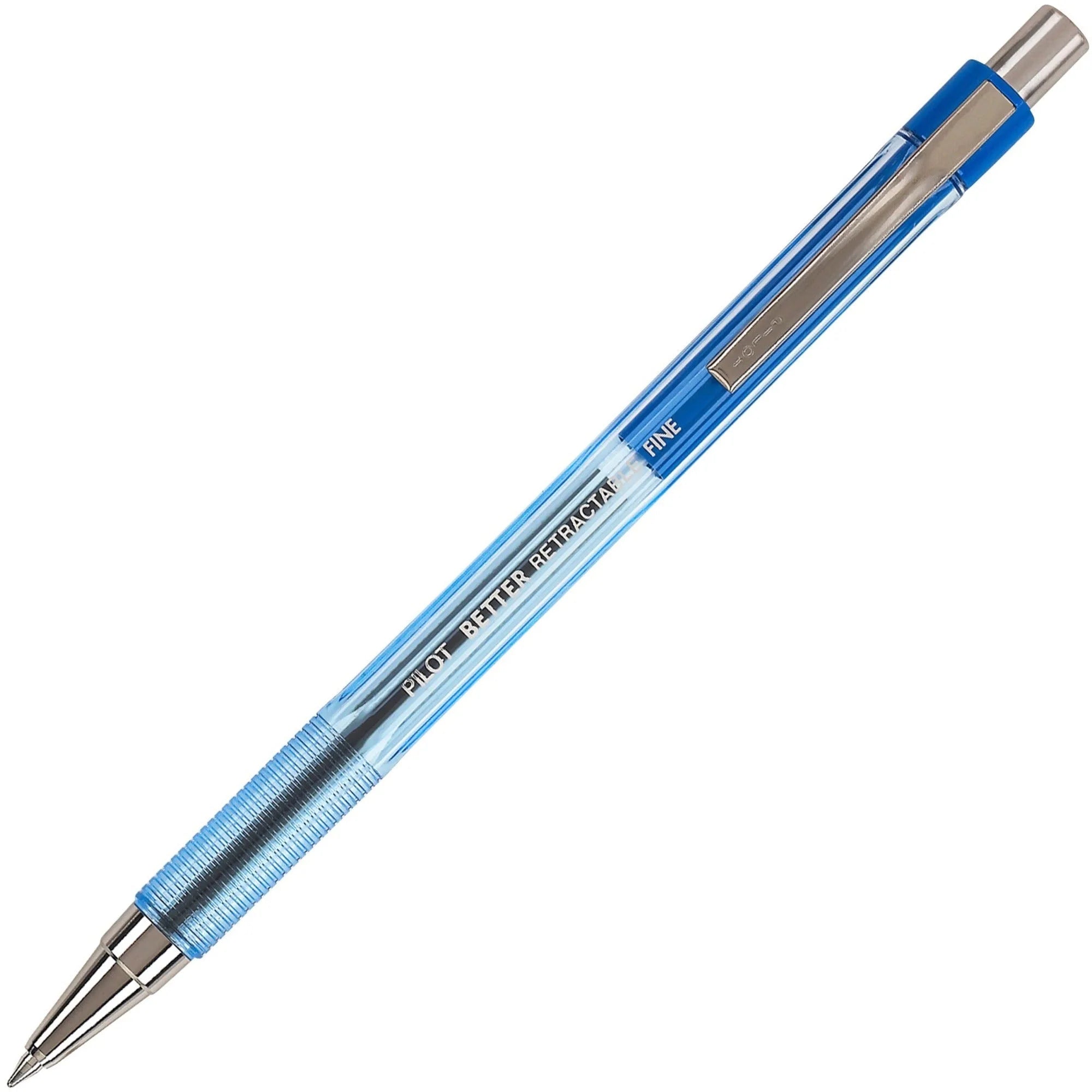 Pilot Better Retractable Ballpoint Pens - 0.7mm Blue Ink - Refillable & Translucent