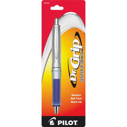 Pilot Dr. Grip Center of Gravity Ballpoint Pen - 1mm Medium Point - Black Ink Blue Barrel - Pens