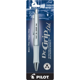 Pilot Dr. Grip Gel Rollerball Pen - 0.7mm Fine Point - Refillable - Black Ink - Platinum Barrel - Pens