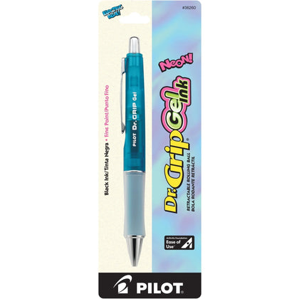 Pilot Dr. Grip Gel Rollerball Pen - 0.7mm Point - Refillable - Black Ink - Electric Blue Barrel - Pens