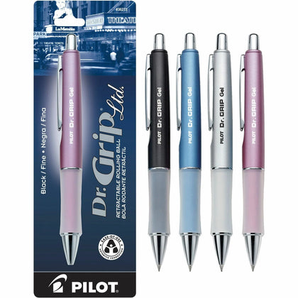 Pilot Dr. Grip Gel Rollerball Pens - 0.7mm Fine Point - Refillable & Retractable - Black Ink - Assorted Barrel