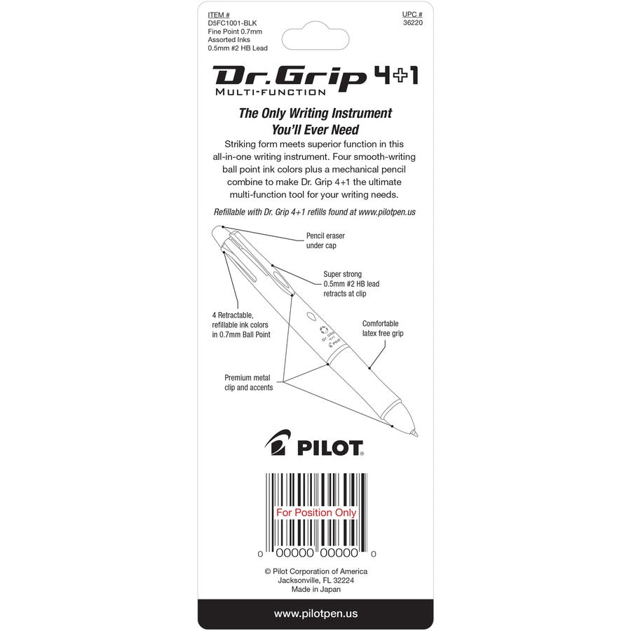 Pilot Dr. Grip Multi 4Plus1 Retractable Pen/Pencil - Rear