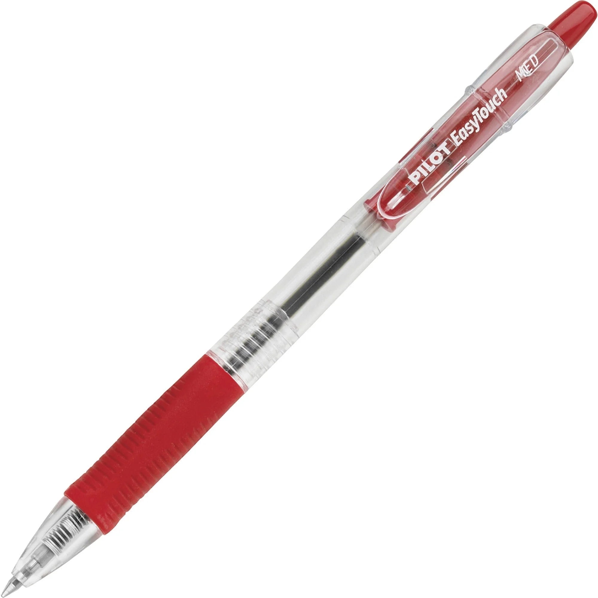 Pilot EasyTouch Retractable Ballpoint Pens - Red Ink Medium Point - 1 Dozen
