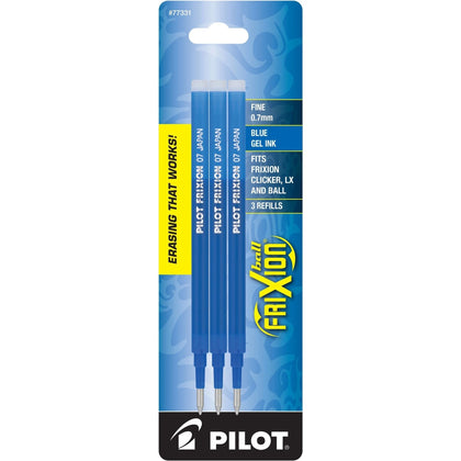 Pilot FriXion Gel Pen Refills - 0.70mm Fine Point Blue Ink - Eco-Friendly Erasable - 3/Pack