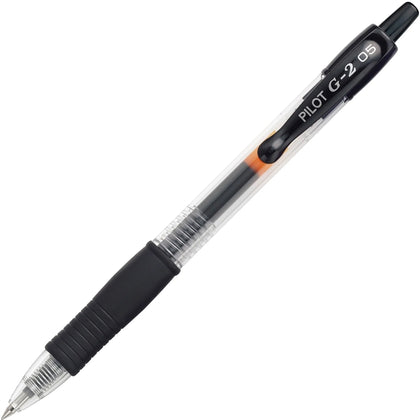 Pilot G2 Gel Pen: 0.5mm Extra Fine Point Refillable Retractable - Black Ink - Translucent Barrel - Pens