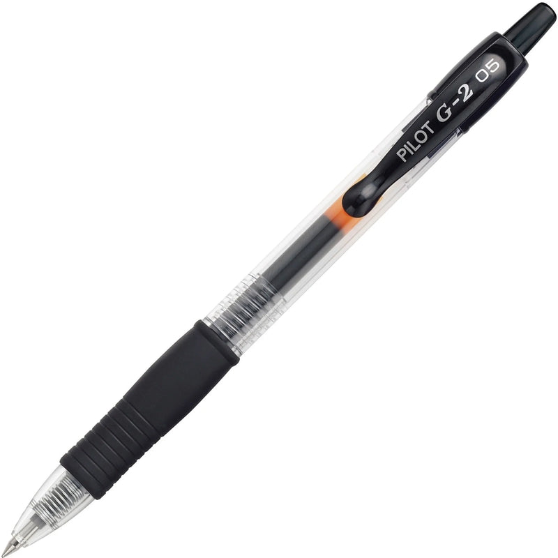 Pilot G2 Gel Pen: 0.5mm Extra Fine Point Refillable Retractable - Black Ink - Translucent Barrel - Pens