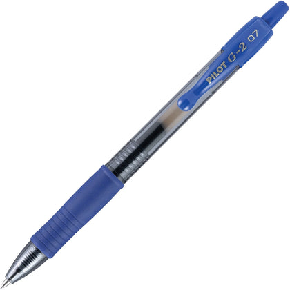 Pilot G2 Gel Rollerball Pens - 0.7mm Fine Point - Blue Ink - Refillable & Retractable