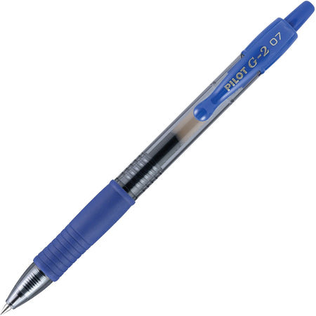 Pilot G2 Gel Rollerball Pens - 0.7mm Fine Point - Blue Ink - Refillable & Retractable
