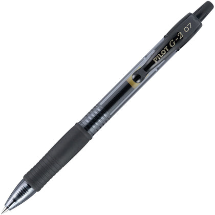 Pilot G2 Gel Rollerball Pens - 0.7mm Fine Point - Refillable & Retractable - Black Ink - 1 Dozen