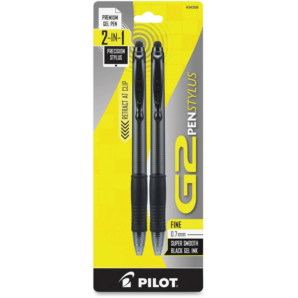 Pilot G2 Pen Stylus: 2-Pack in Black - Smooth Writing - Pens