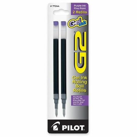 Pilot G2 Premium Gel Pen Refills - 0.7mm Fine Point Purple Ink - Smear Proof - 2 Pack