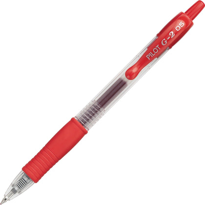 Pilot G2 XFine Gel Rollerball Pens - 0.5mm Red Ink - Refillable - 1 Dozen