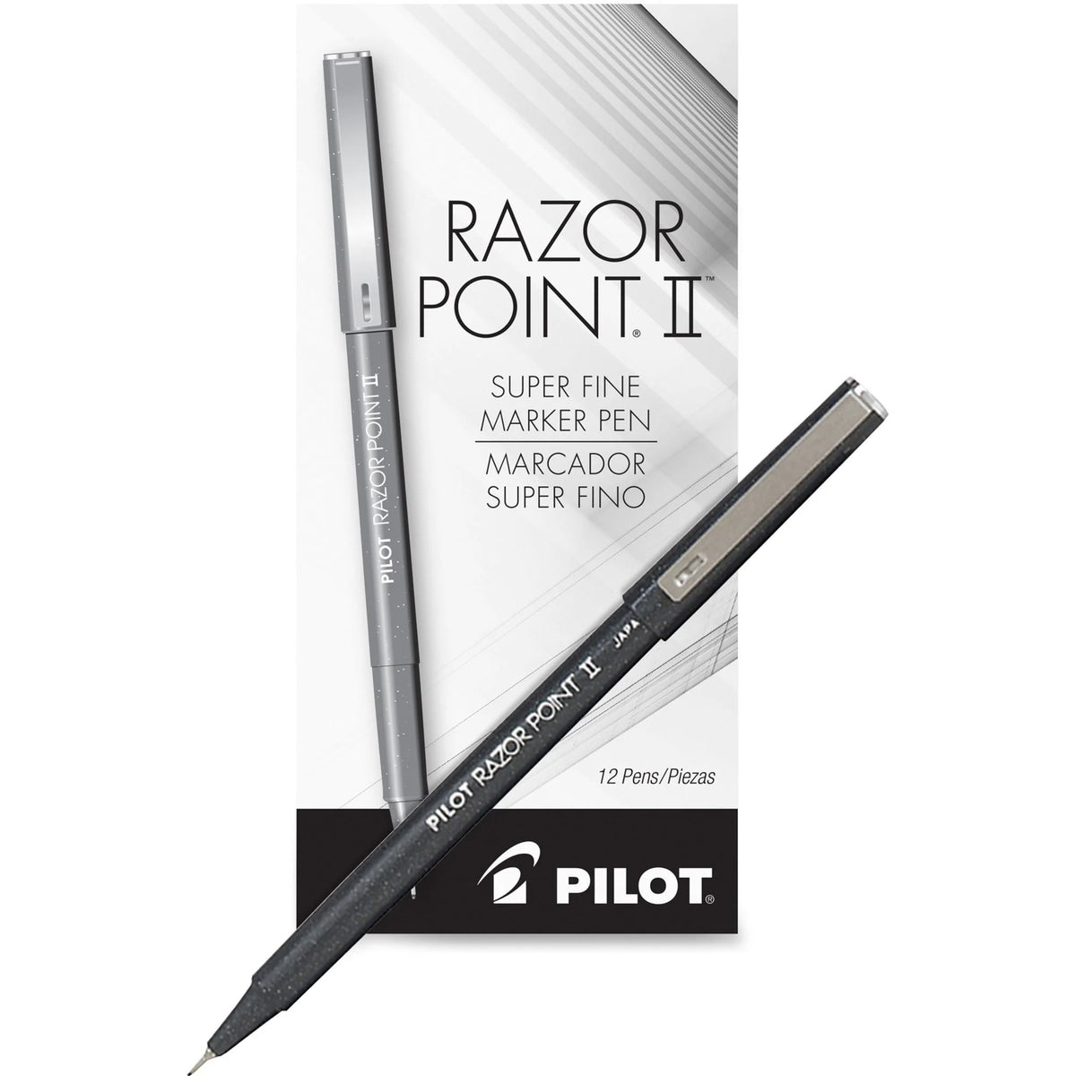Pilot Razor Point II Pens: 0.3mm Super Fine Black Ink - Plastic Tip - 1 Dozen - Pens