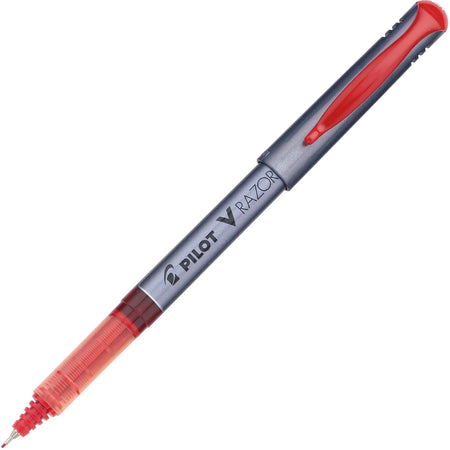Pilot V Razor Point Red Pens - 0.5mm Extra Fine - Clear Barrel - 1 Dozen