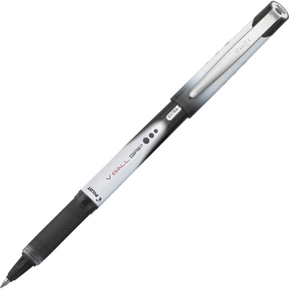 Pilot Vball Grip Rollerball Pens - 0.5mm Fine Point - Black Ink - Metal Barrel