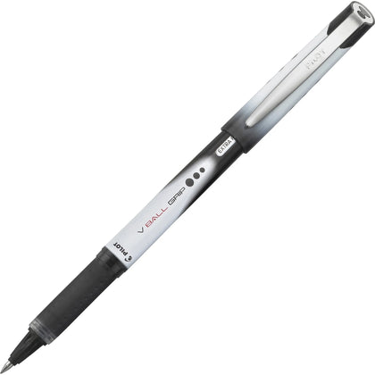 Pilot Vball Grip Rollerball Pens - 0.5mm Fine Point - Black Ink - Metal Barrel
