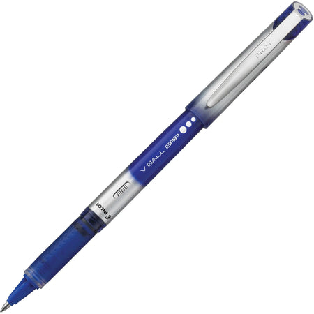 Pilot Vball Grip Rollerball Pens - 0.7mm Fine Point - Blue Ink - 1 Dozen